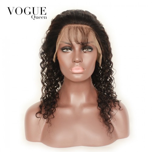 Deep Curly 360 Lace Front Wig for Black Woman 150 Density Virgin Brazilian Human Hair Lace Frontal Wig Pre Plucked Natural Hair line with Baby Hair